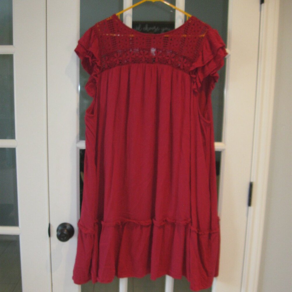 Torrid Maroon Ruffled Hem Cap Sleeve Sundress